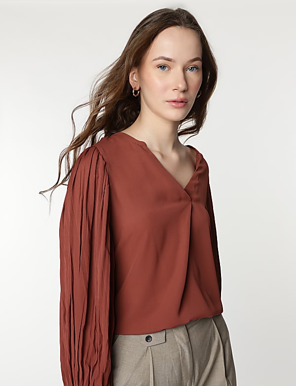 Plain Mandarin Collar Blouse