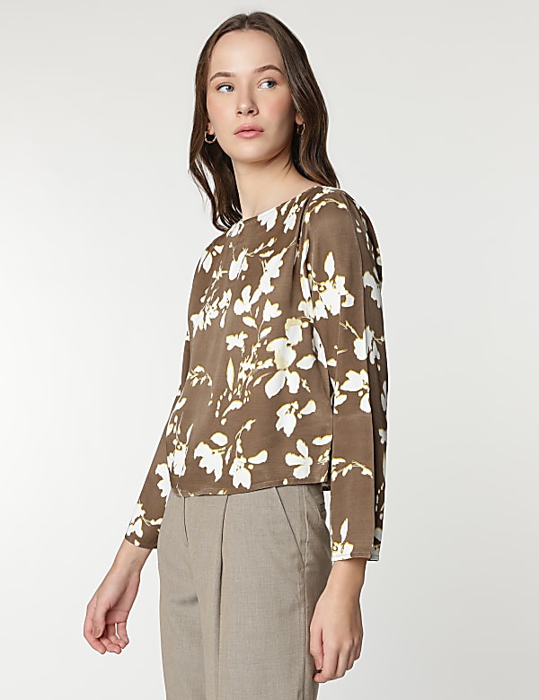 Pure Viscose Printed Round Neck Blouse