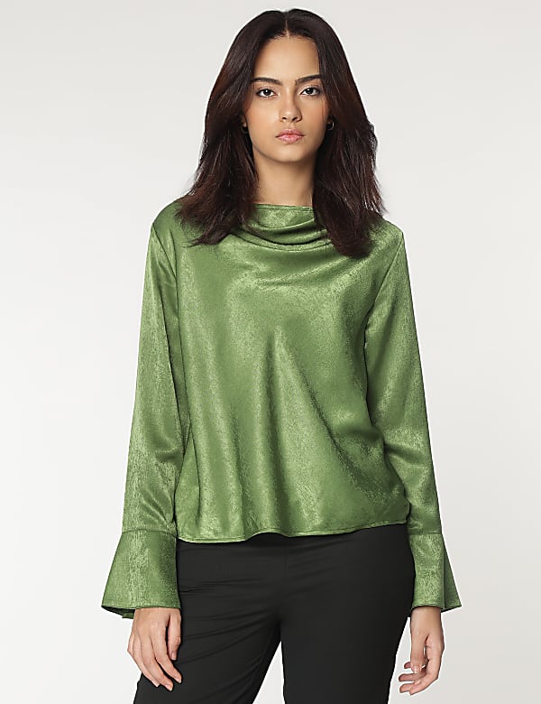 Cowl Neck Plain Blouse