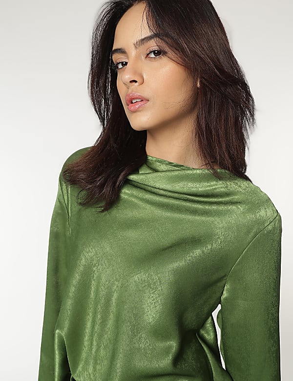 Cowl Neck Plain Blouse