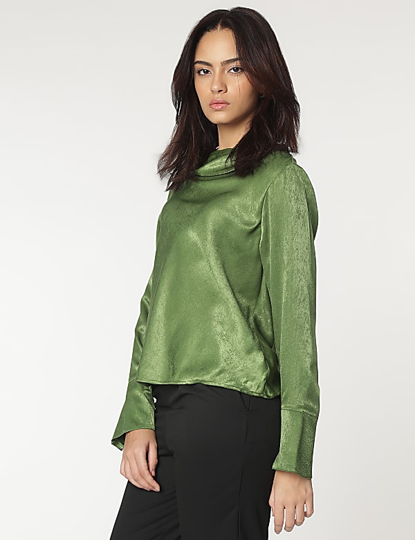 Cowl Neck Plain Blouse