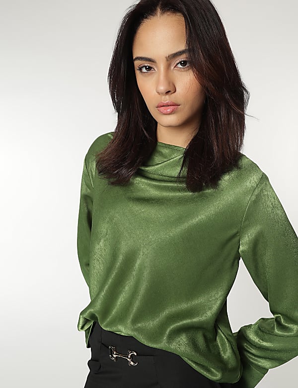 Cowl Neck Plain Blouse