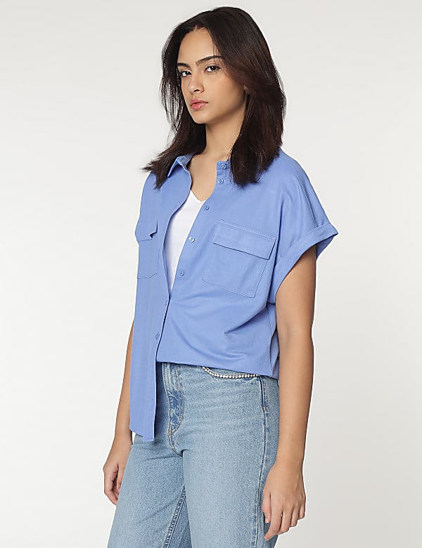Viscose Mix Spread Collar Shirt