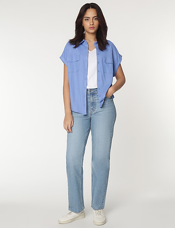 Viscose Mix Spread Collar Shirt