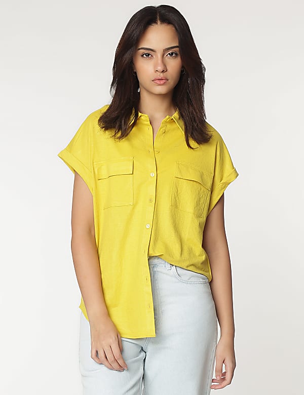 Viscose Mix Spread Collar Shirt