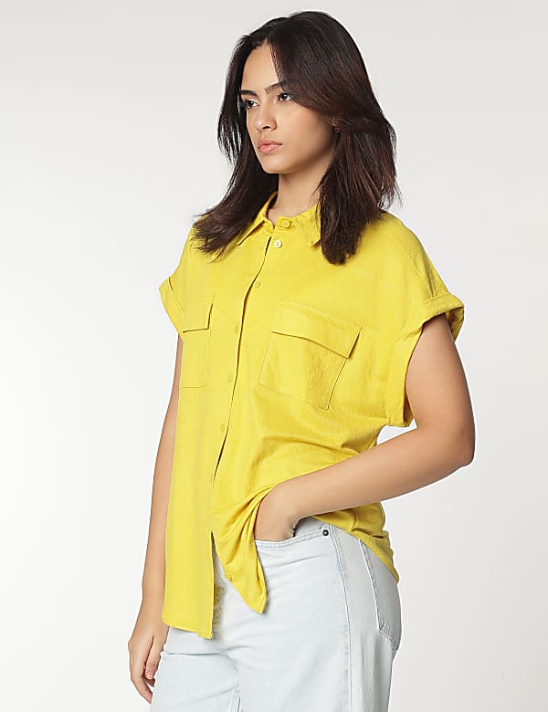 Viscose Mix Spread Collar Shirt