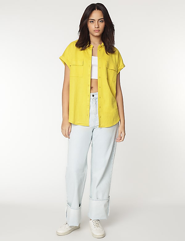 Viscose Mix Spread Collar Shirt