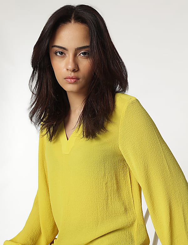V-Neck Textured Blouse