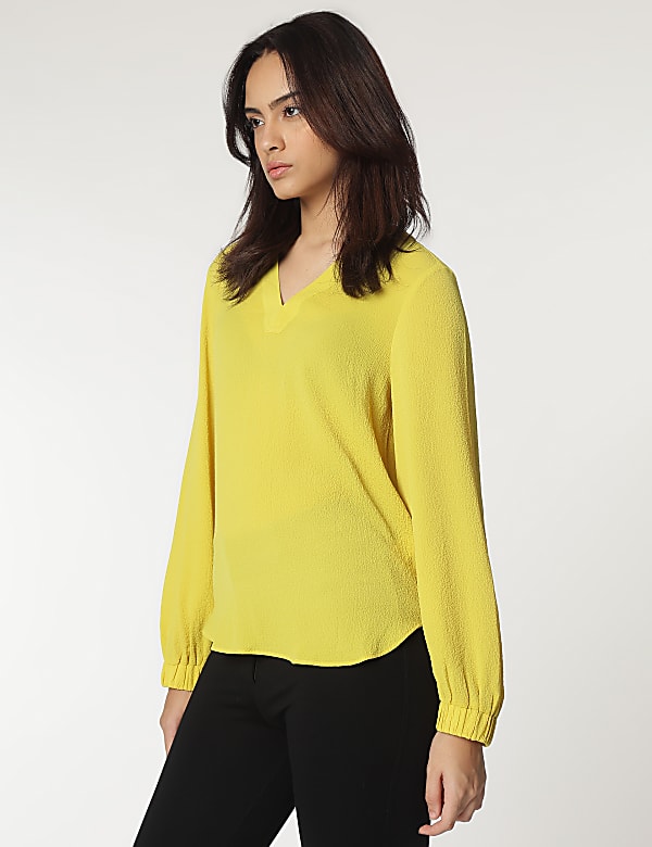 V-Neck Textured Blouse