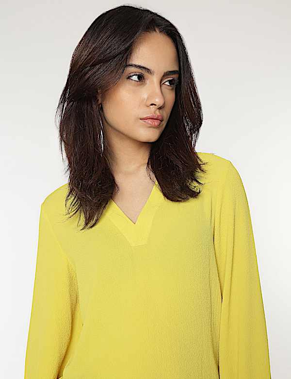 V-Neck Textured Blouse