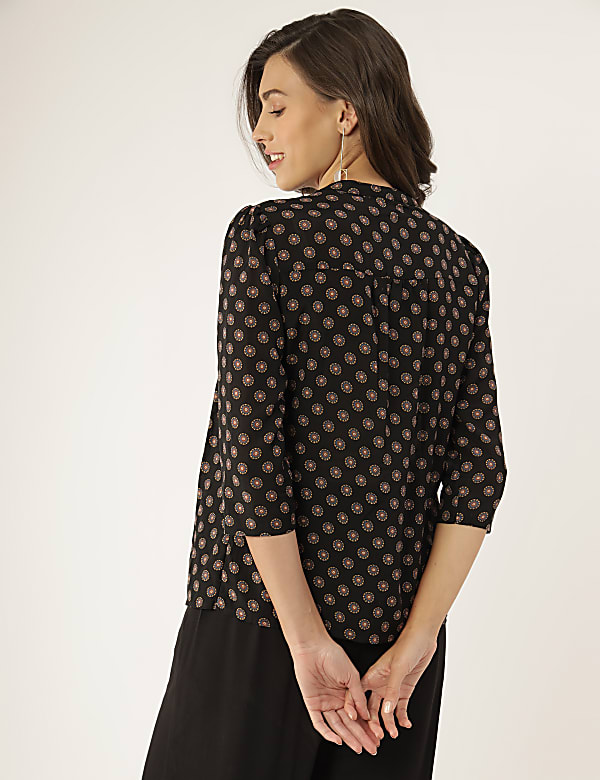 Viscose Mix Printed Round Neck Top
