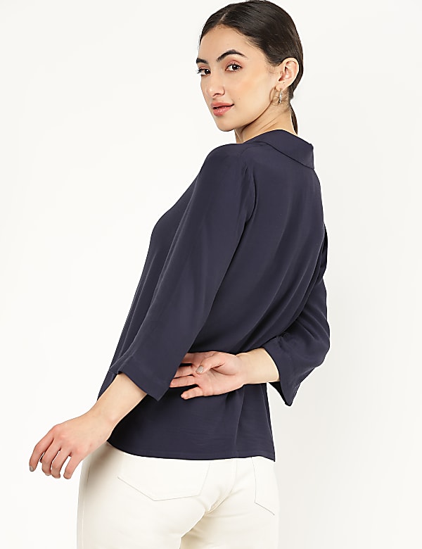 Pure Viscose Plain Lapel Shirt