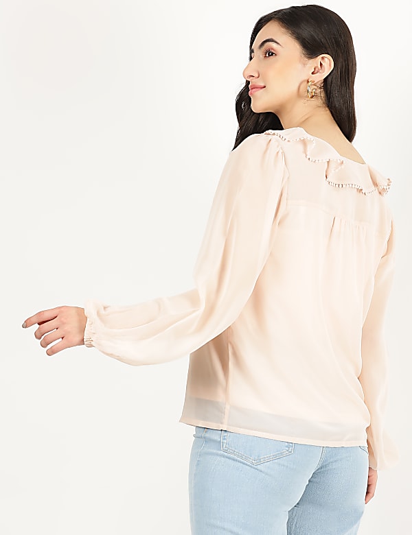 Embroidered V-Neck Top