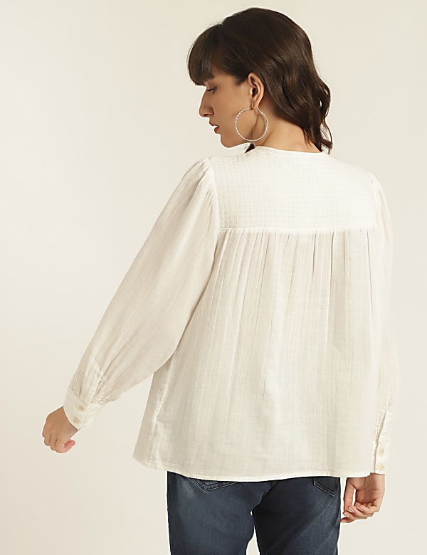 Pure Cotton Self Design Tie Up Top