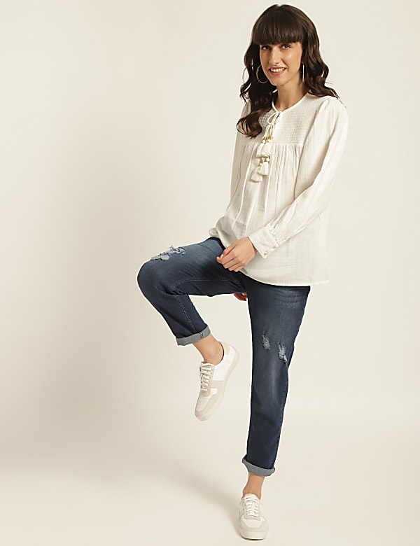 Pure Cotton Self Design Tie Up Top