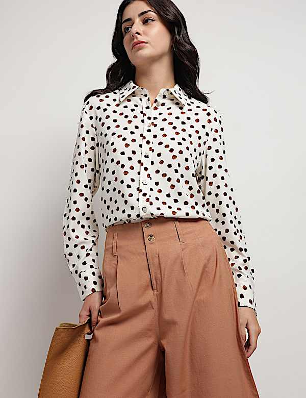 Polka Dots Collared Shirt