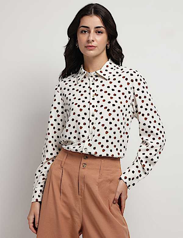 Polka Dots Collared Shirt