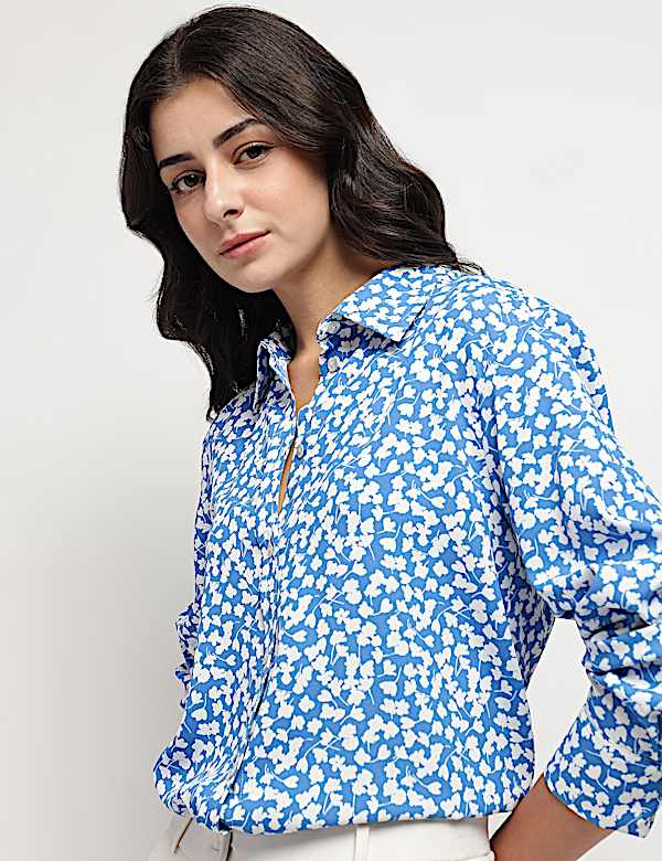 Collared Floral Printed Shirt