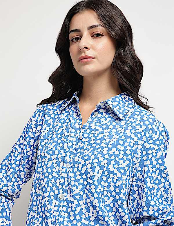 Collared Floral Printed Shirt