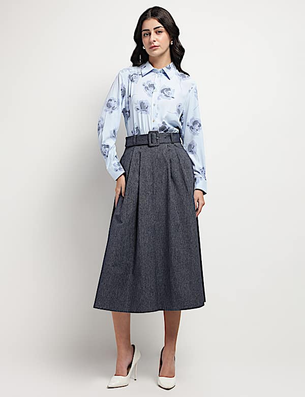 Floral Printed Collared Shirt