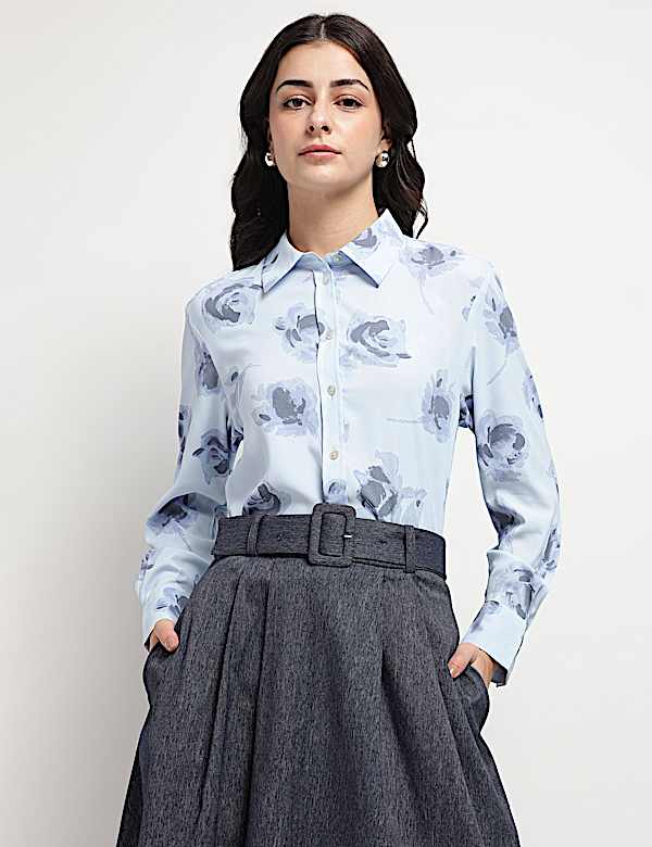Floral Printed Collared Shirt