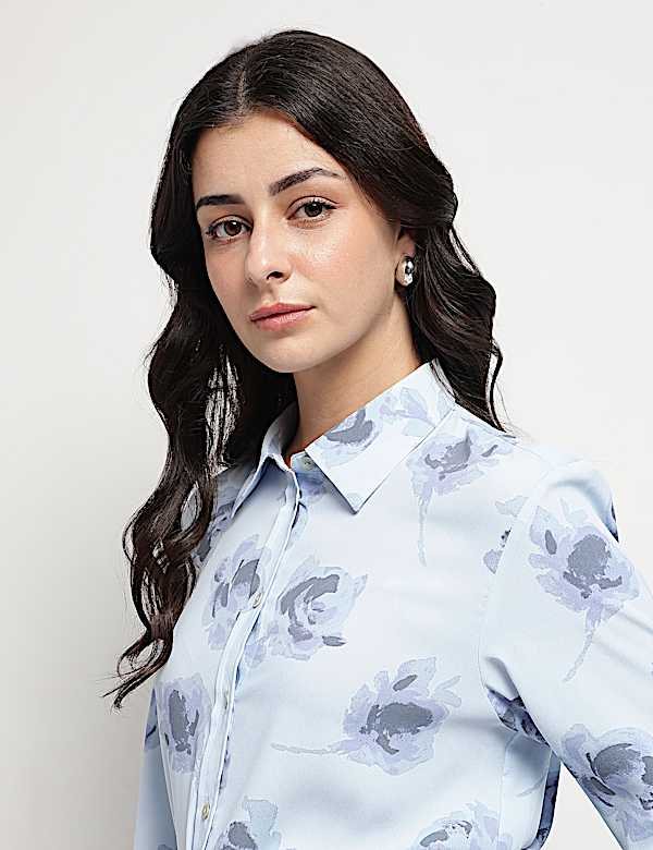 Floral Printed Collared Shirt