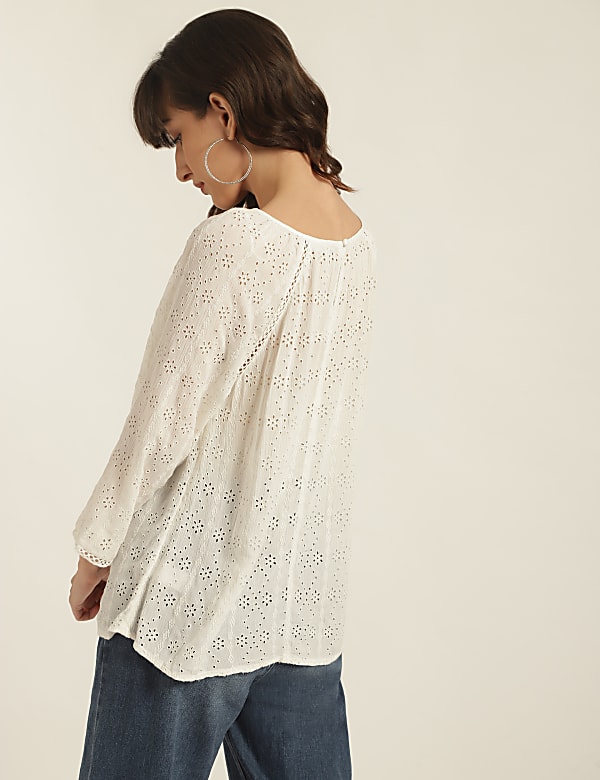 Pure Viscose Embroidered Round Neck Top