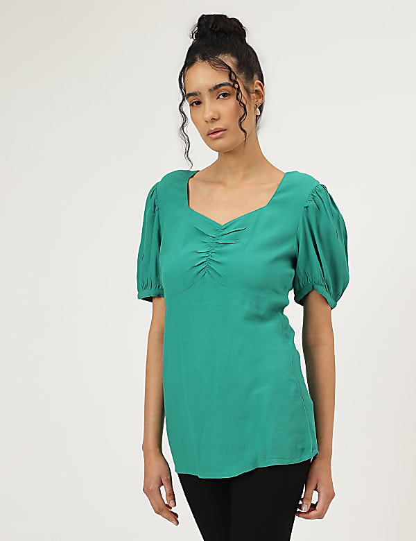 Neckline Linen Blouse