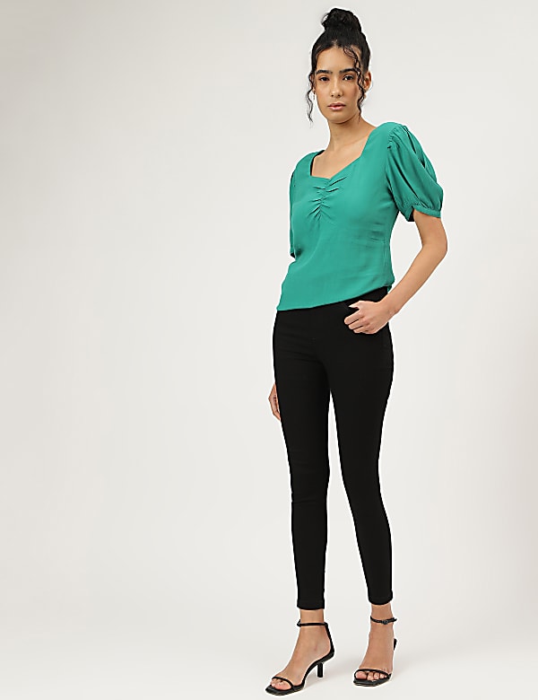 Neckline Linen Blouse