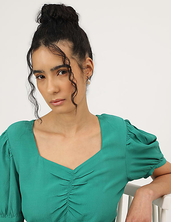 Neckline Linen Blouse