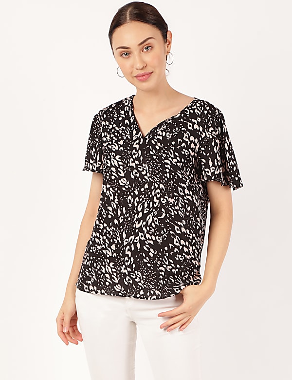 Printed V-Neck Top
