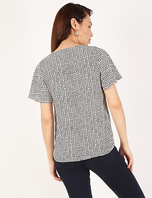 Printed V-Neck Top