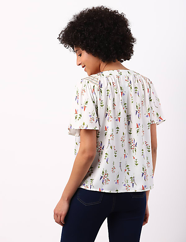 Smocked Print Top