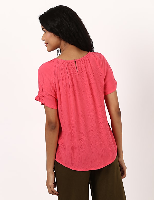 Pure Viscose Plain Keyhole Neck Top