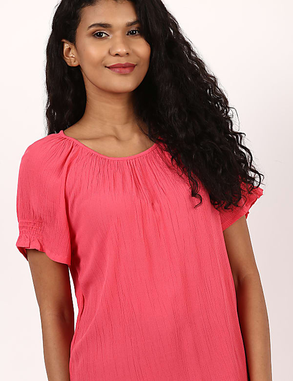 Pure Viscose Plain Keyhole Neck Top