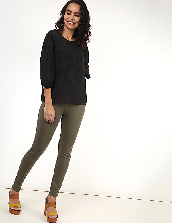 Pure Viscose Self Design Round Neck Top