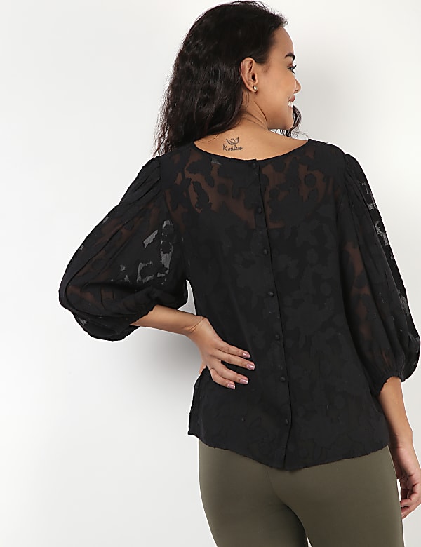 Pure Viscose Self Design Round Neck Top