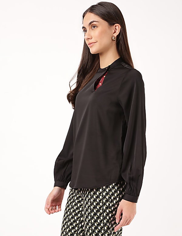 Satin Mandarin Collar Top
