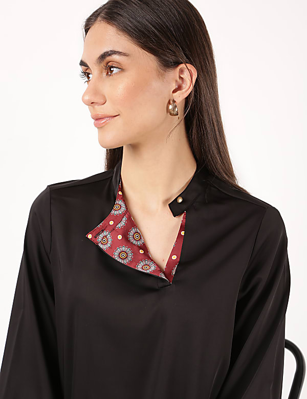 Satin Mandarin Collar Top