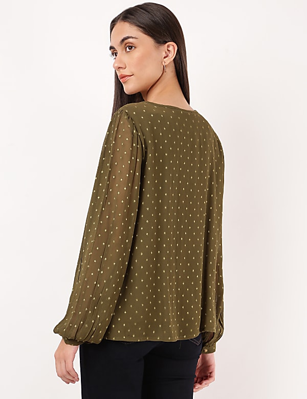 Viscose Mix Printed Tie-up Blouse