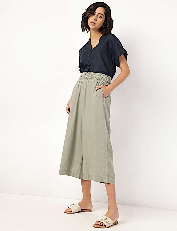 Pure Linen Plain V-Neck Top