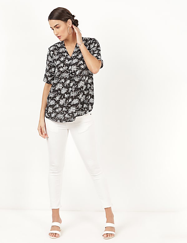 Printed V-Neck Top