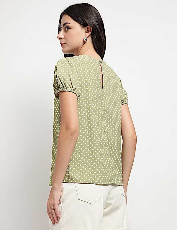 Polka Dots Round Neck Top