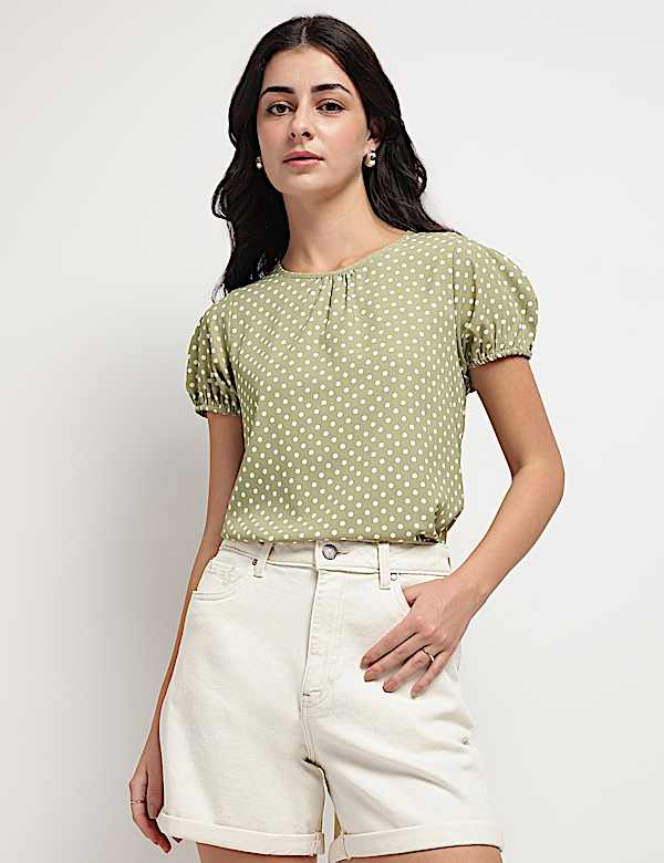 Polka Dots Round Neck Top
