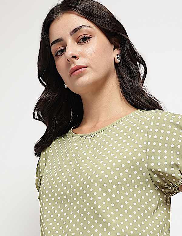 Polka Dots Round Neck Top