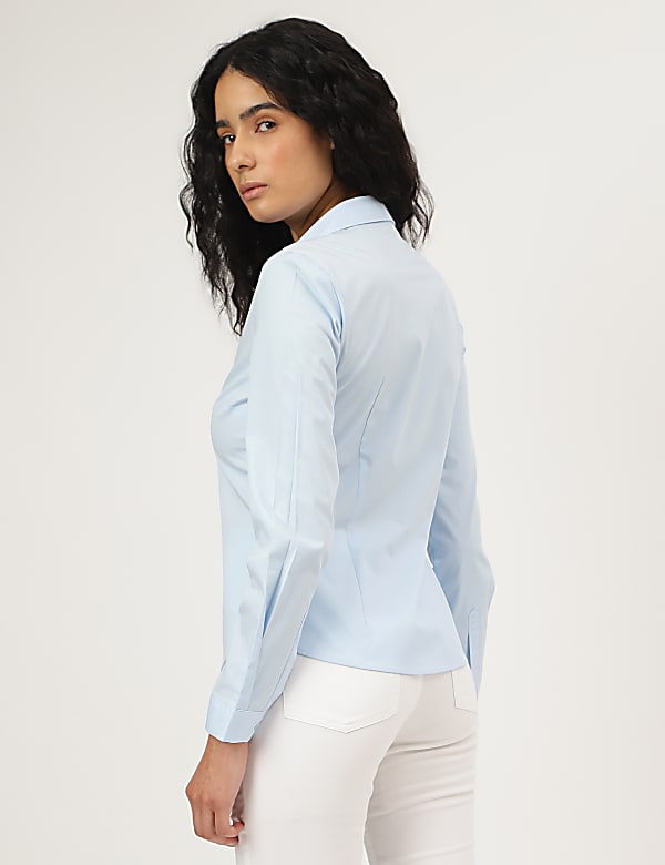 Cotton Mix Plain Spread Collar Shirt