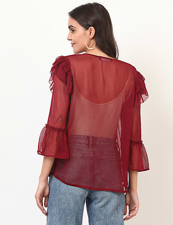 Pleated Round Neck Top
