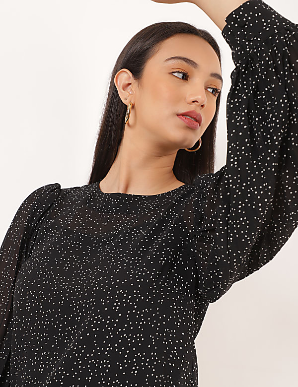 Printed Round Neck Blouse