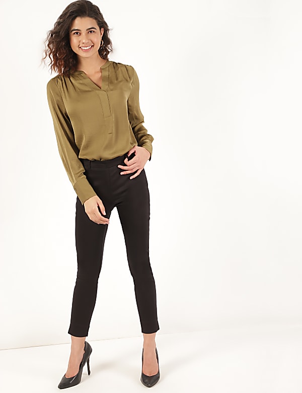 Plain Mandarin Neck Blouse