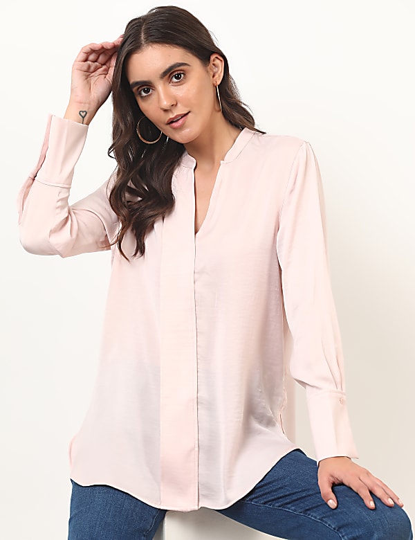 Plain Mandarin Collar Top